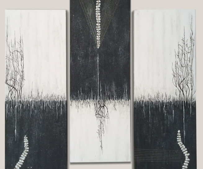 œuvre d'art, Acrylique sur toile, art abstrait, Triptyque