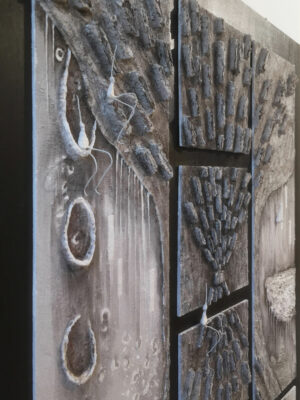 Personnages et architecture en relief – tableau Perspective – Natacha Gillot