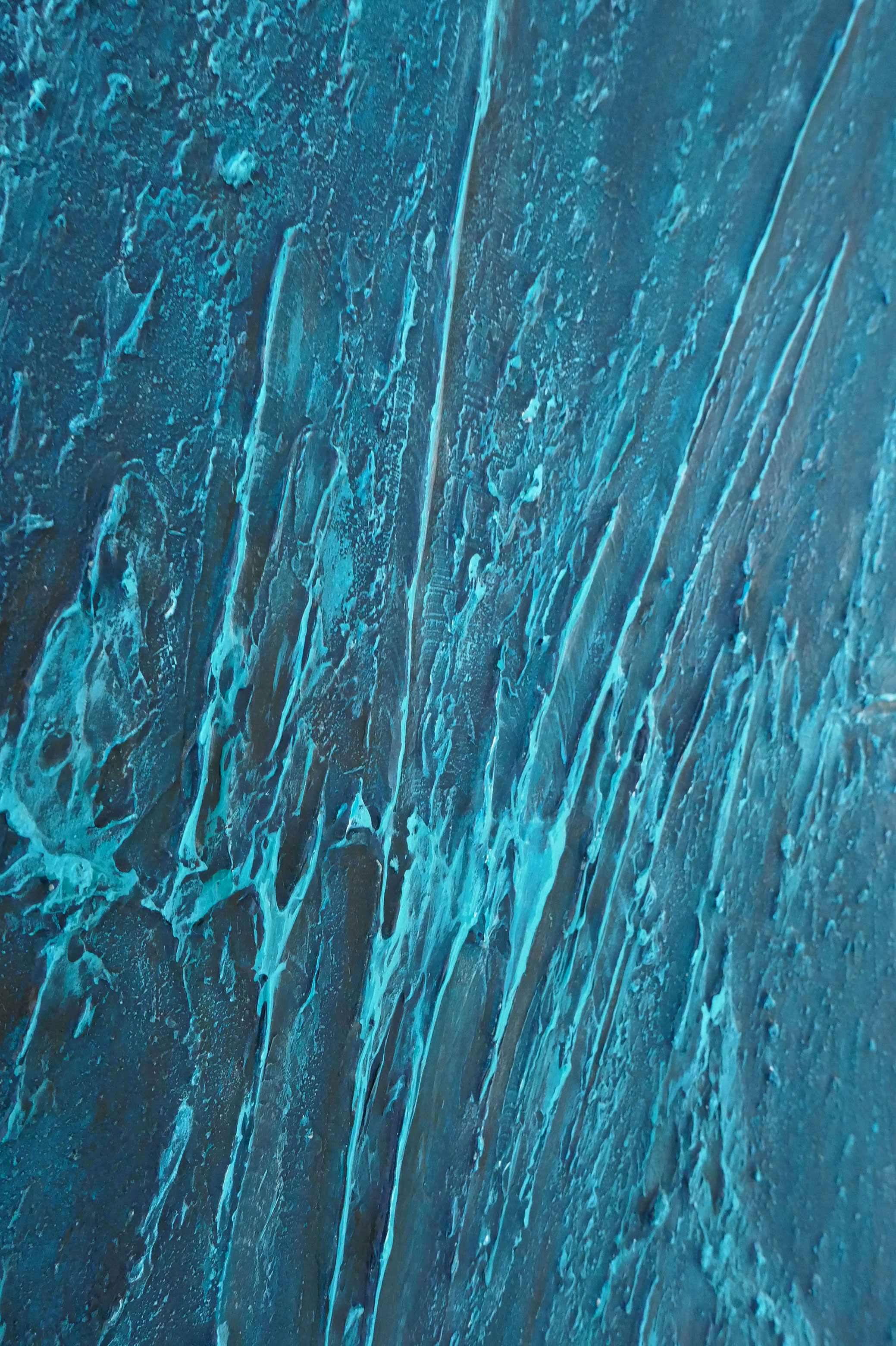 Textures bleues du tableau abstrait Empreinte Électrique – Natacha Gillot