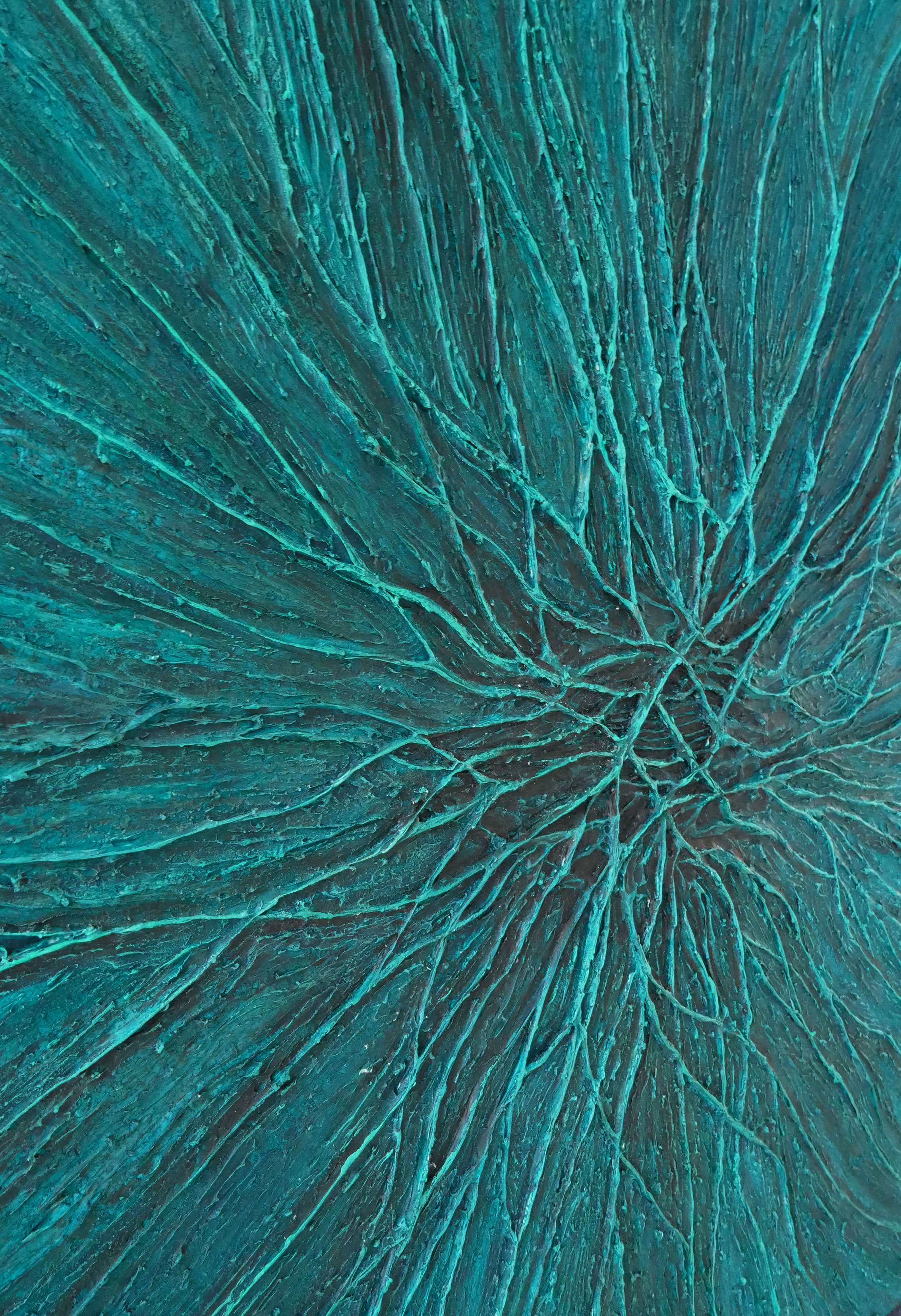 Textures émeraude et turquoise du tableau Empreinte Émeraude – Natacha Gillot