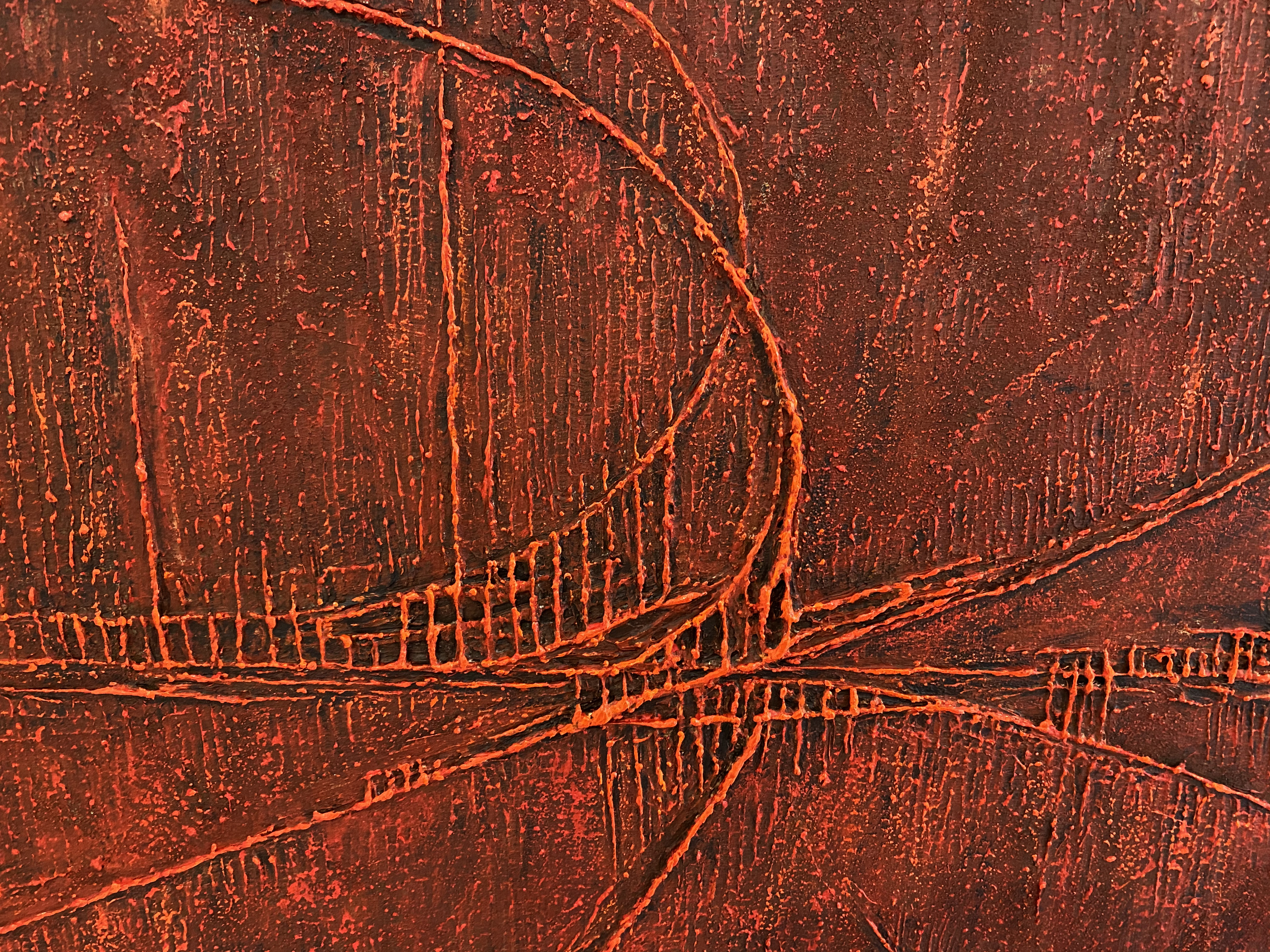 Tracés et reliefs du tableau Empreinte Chinoise – Natacha Gillot