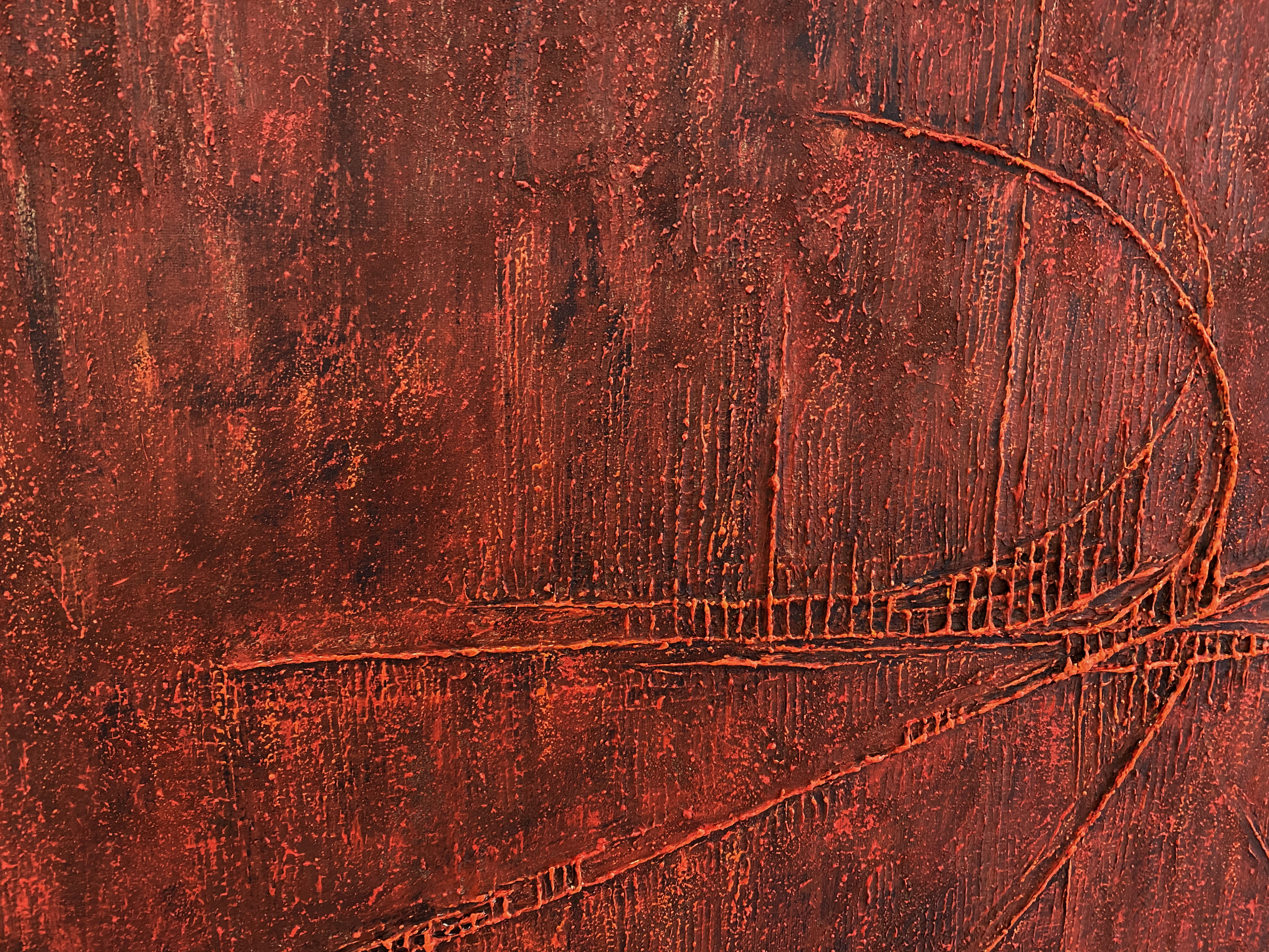 Tracés et reliefs du tableau Empreinte Chinoise – Natacha Gillot