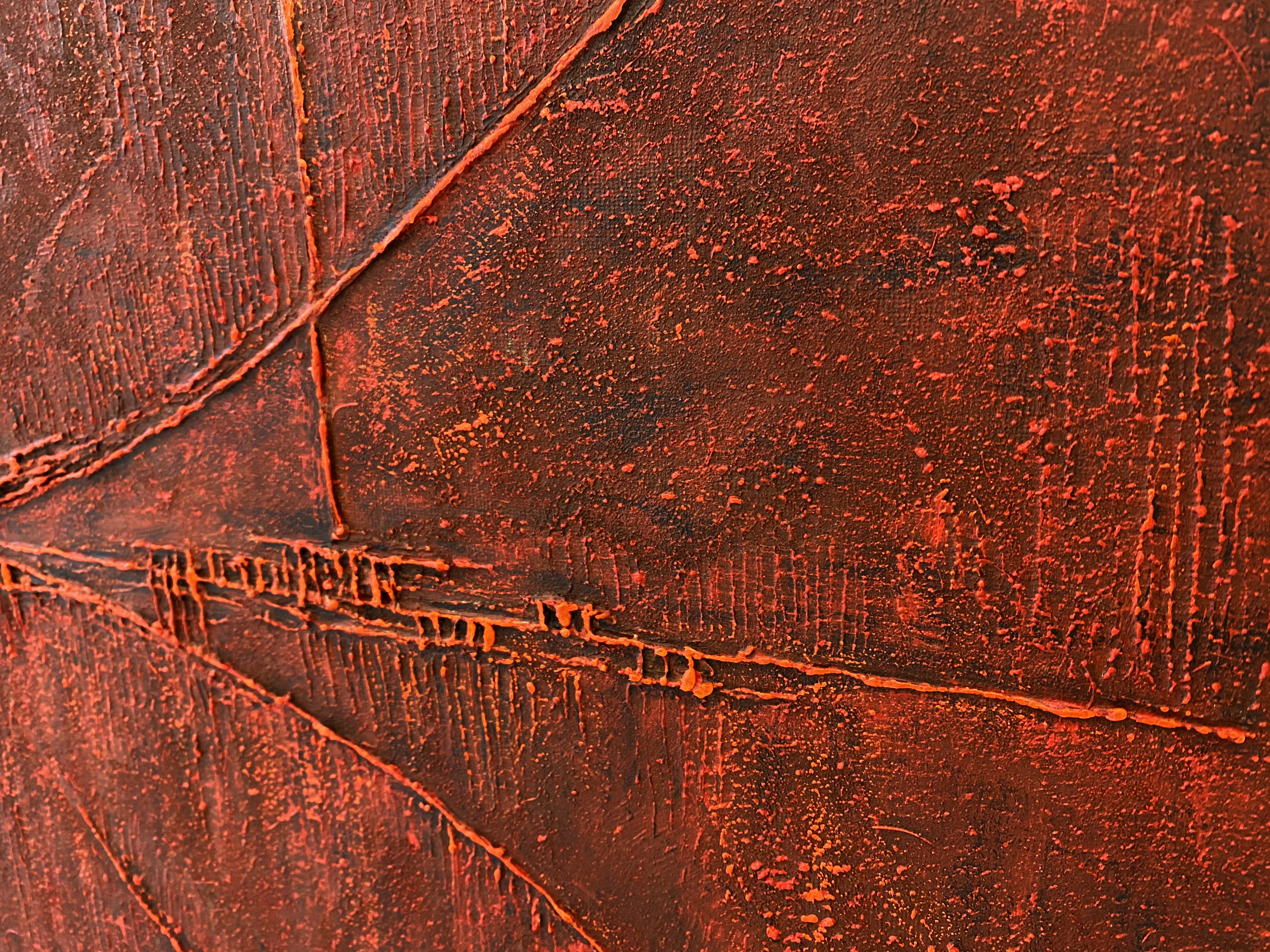 Lignes et matière rouge du tableau Empreinte Chinoise – Natacha Gillot