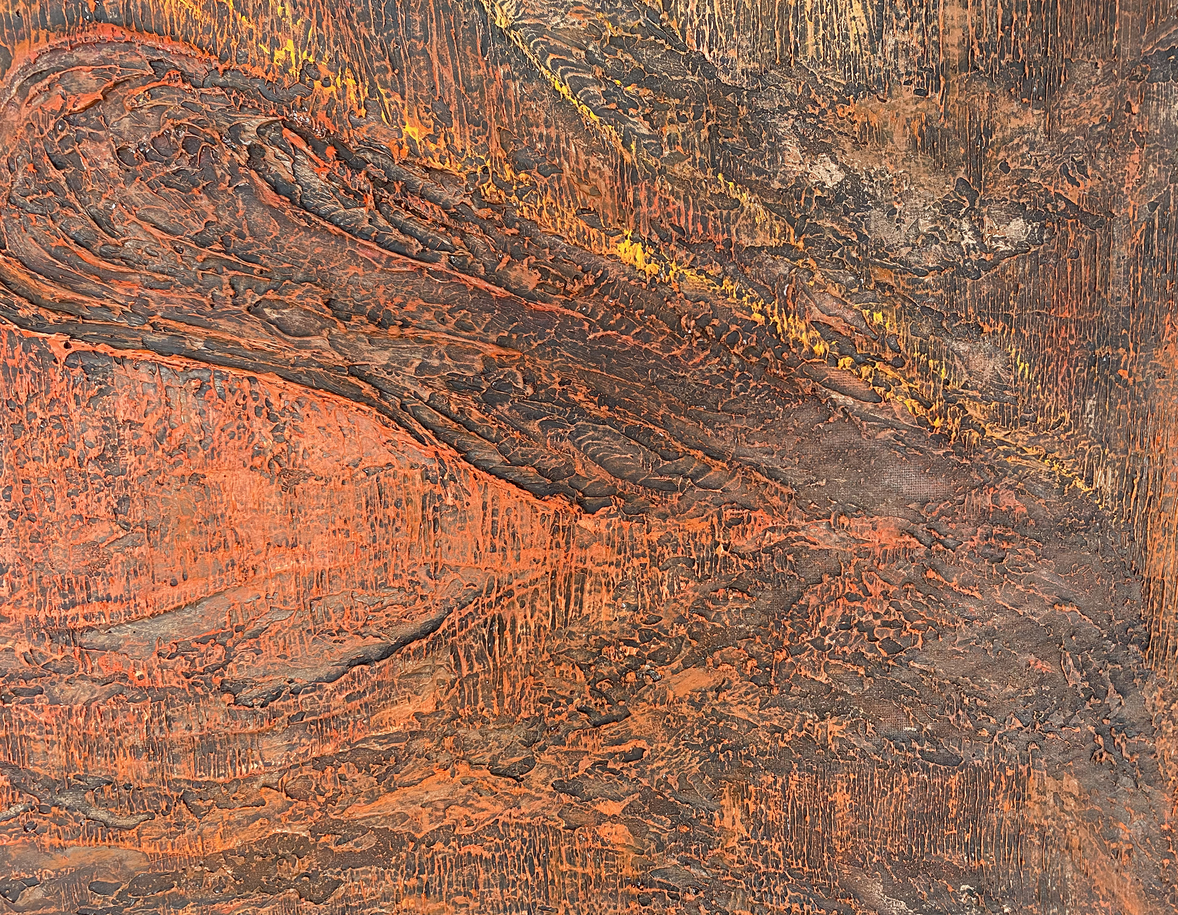 Matière et relief du tableau Empreinte Brûlée – Natacha Gillot