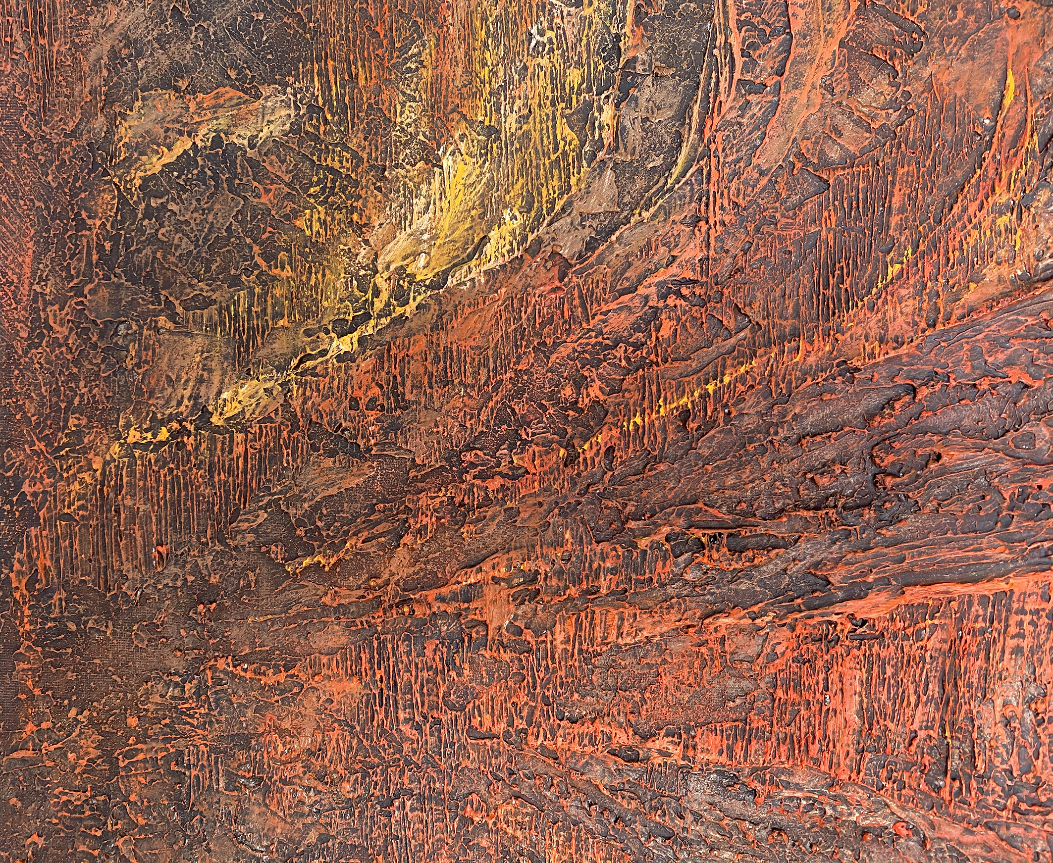 Matière et relief du tableau Empreinte Brûlée – Natacha Gillot