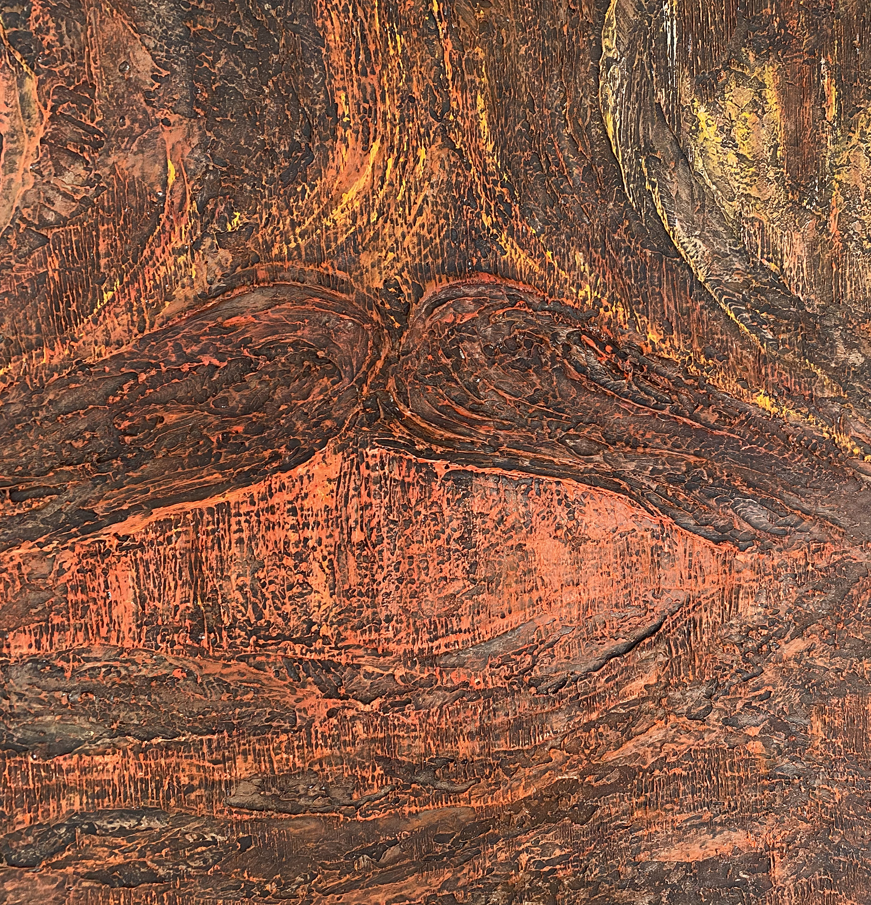 Matière et relief du tableau Empreinte Brûlée – Natacha Gillot