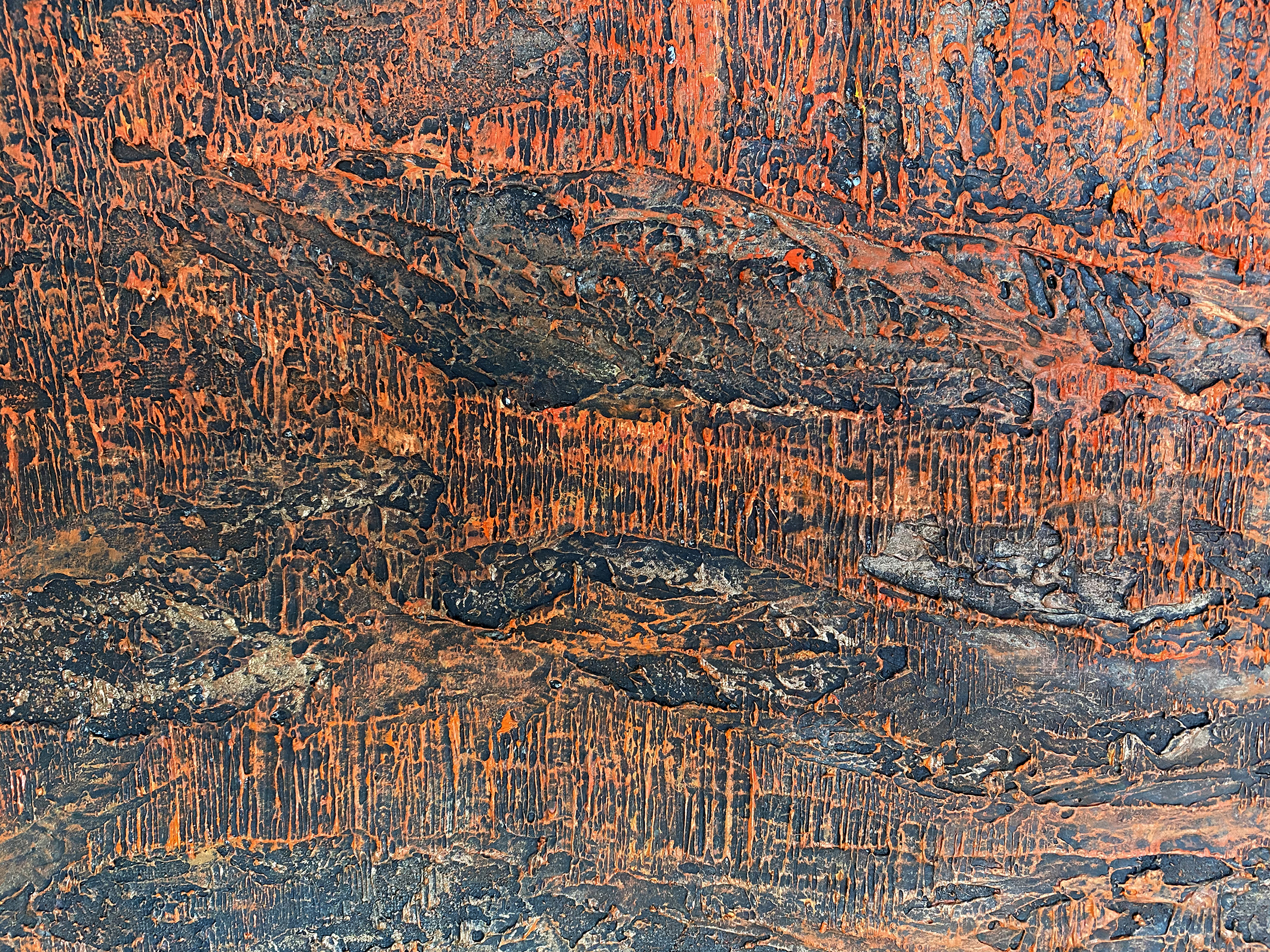 Matière et relief du tableau Empreinte Brûlée – Natacha Gillot
