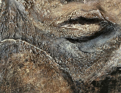 Détail de matière du portrait contemporain Le Trouble – Natacha Gillot