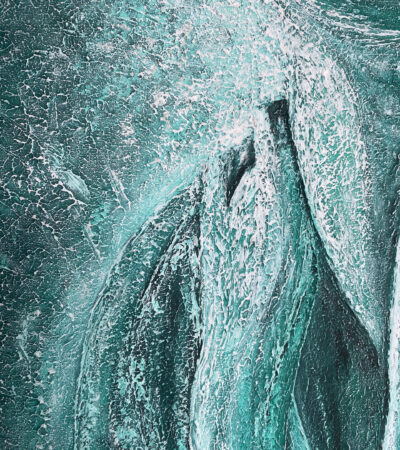 Détail turquoise et matière du tableau La Joie – Natacha Gillot