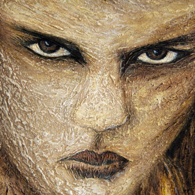 Regard intense du portrait La Défiance – Natacha Gillot