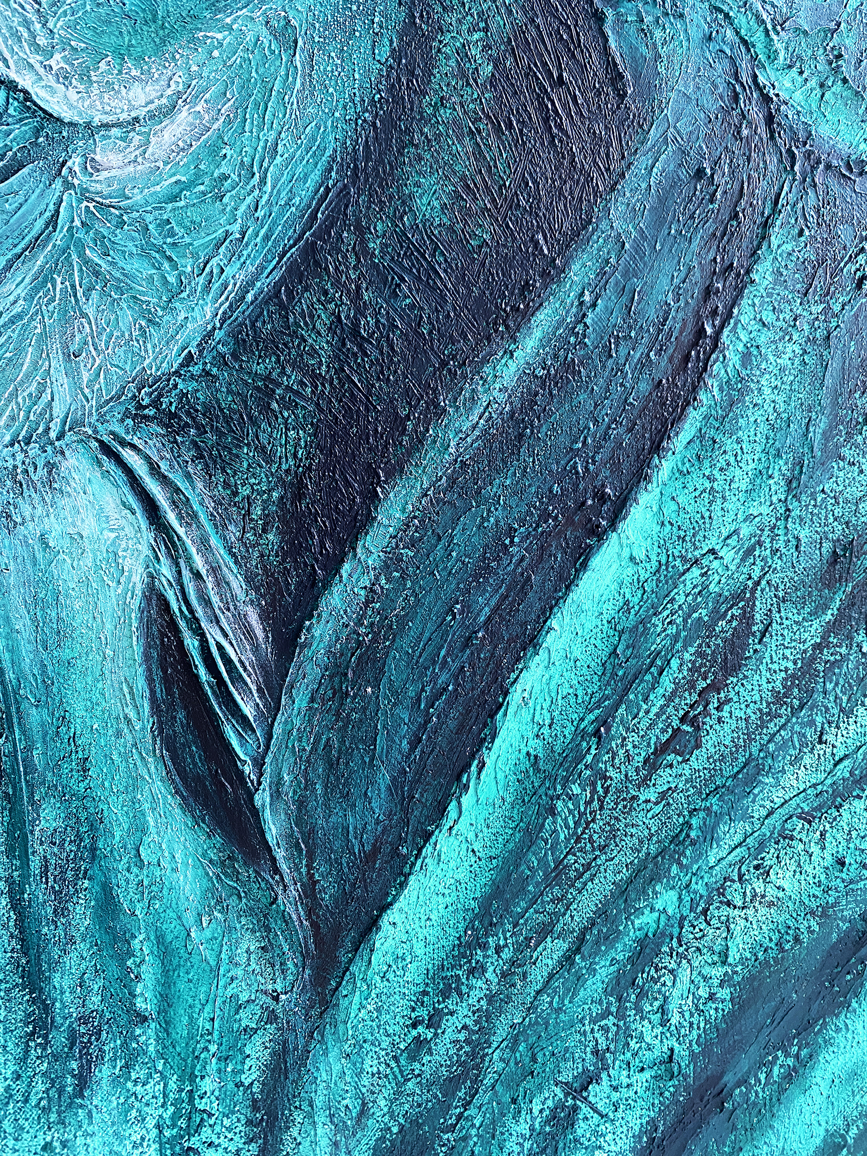 Détail de matière et relief du tableau La Nostalgie – Natacha Gillot