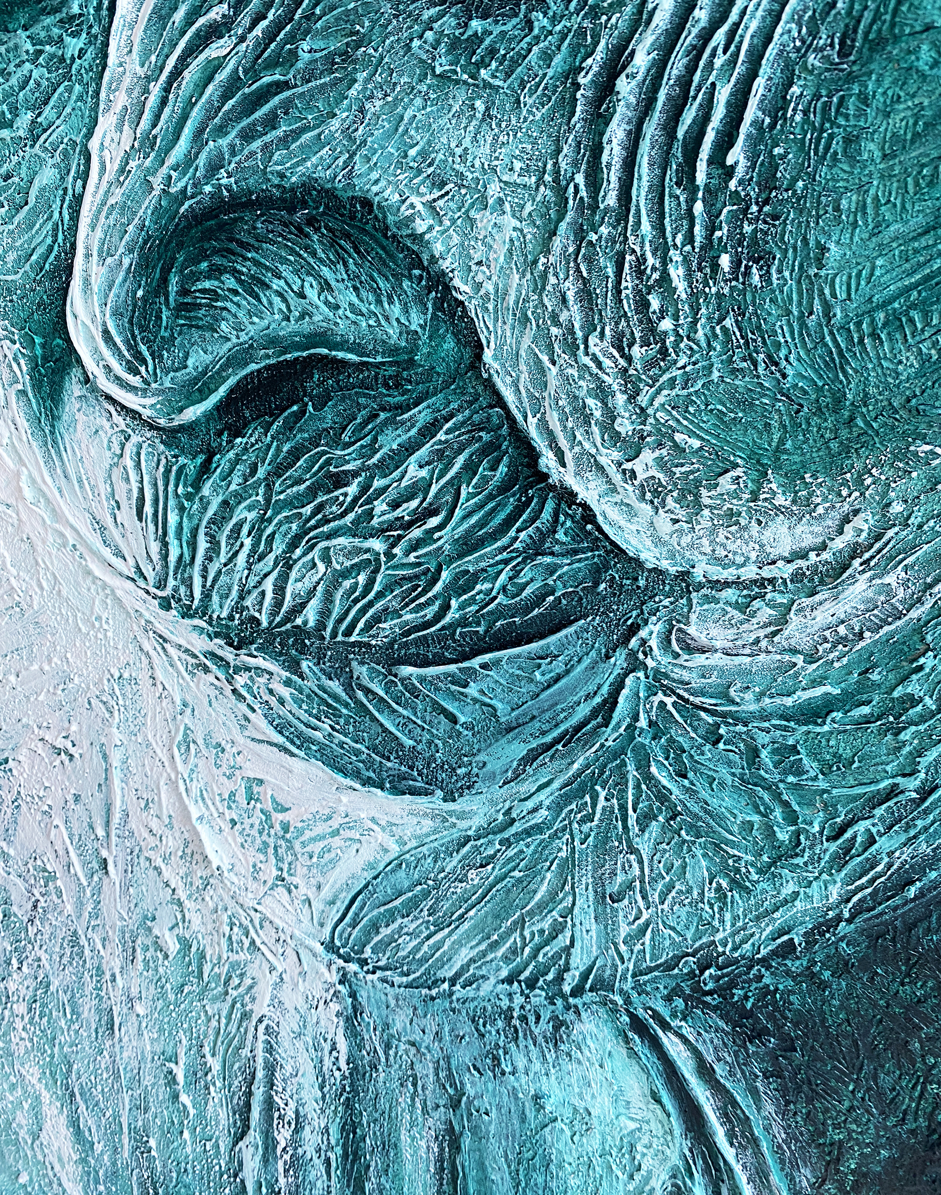 Détail de matière et relief du tableau La Nostalgie – Natacha Gillot