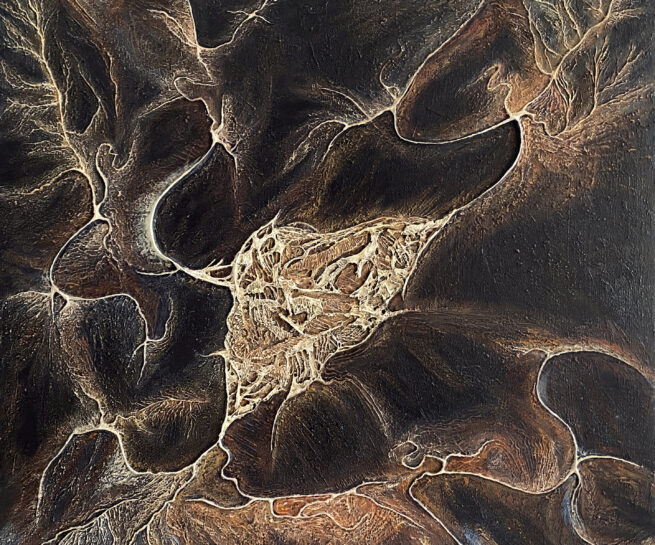 Empreinte Empyrée – tableau abstrait brun en relief – Natacha Gillot