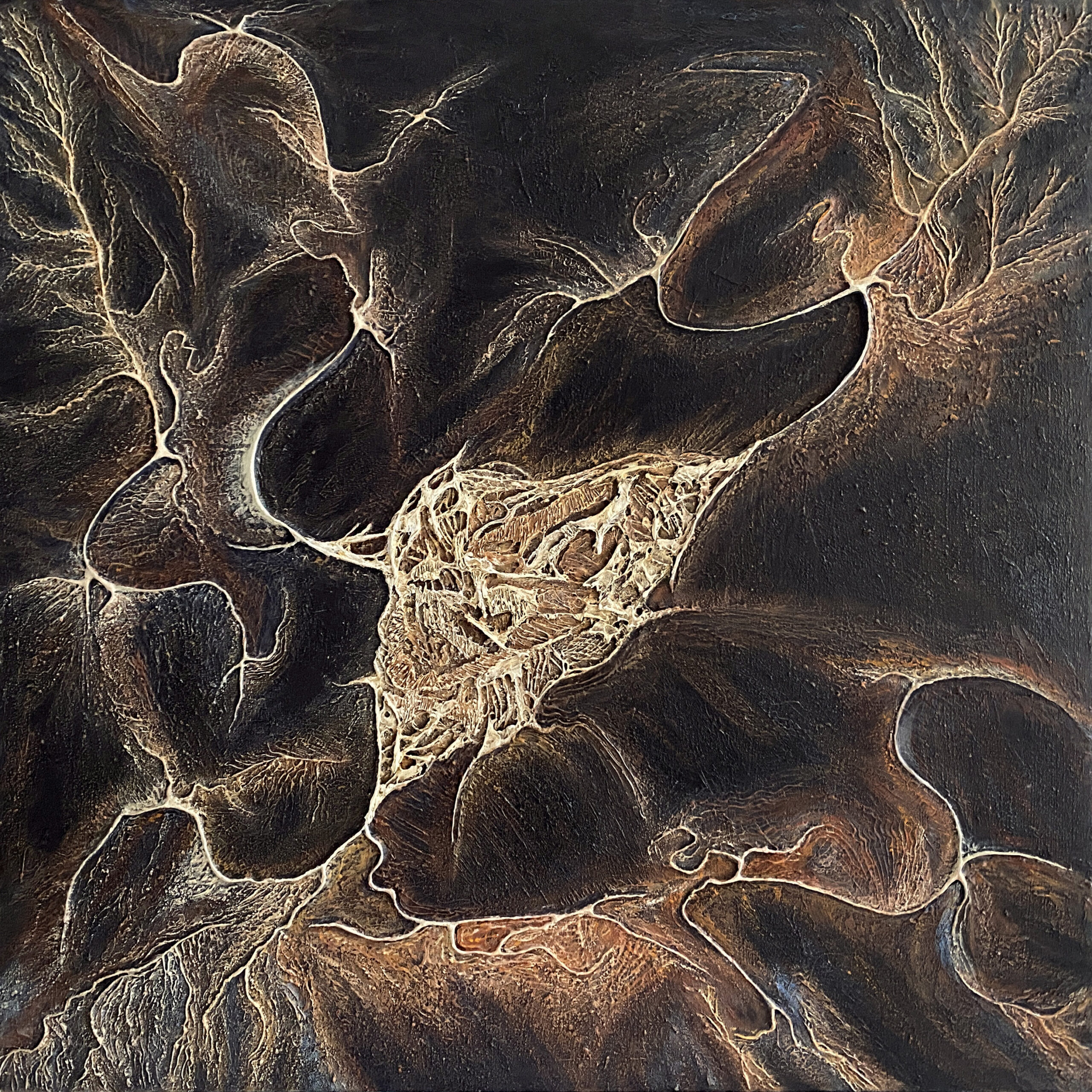Empreinte Empyrée – tableau abstrait brun en relief – Natacha Gillot
