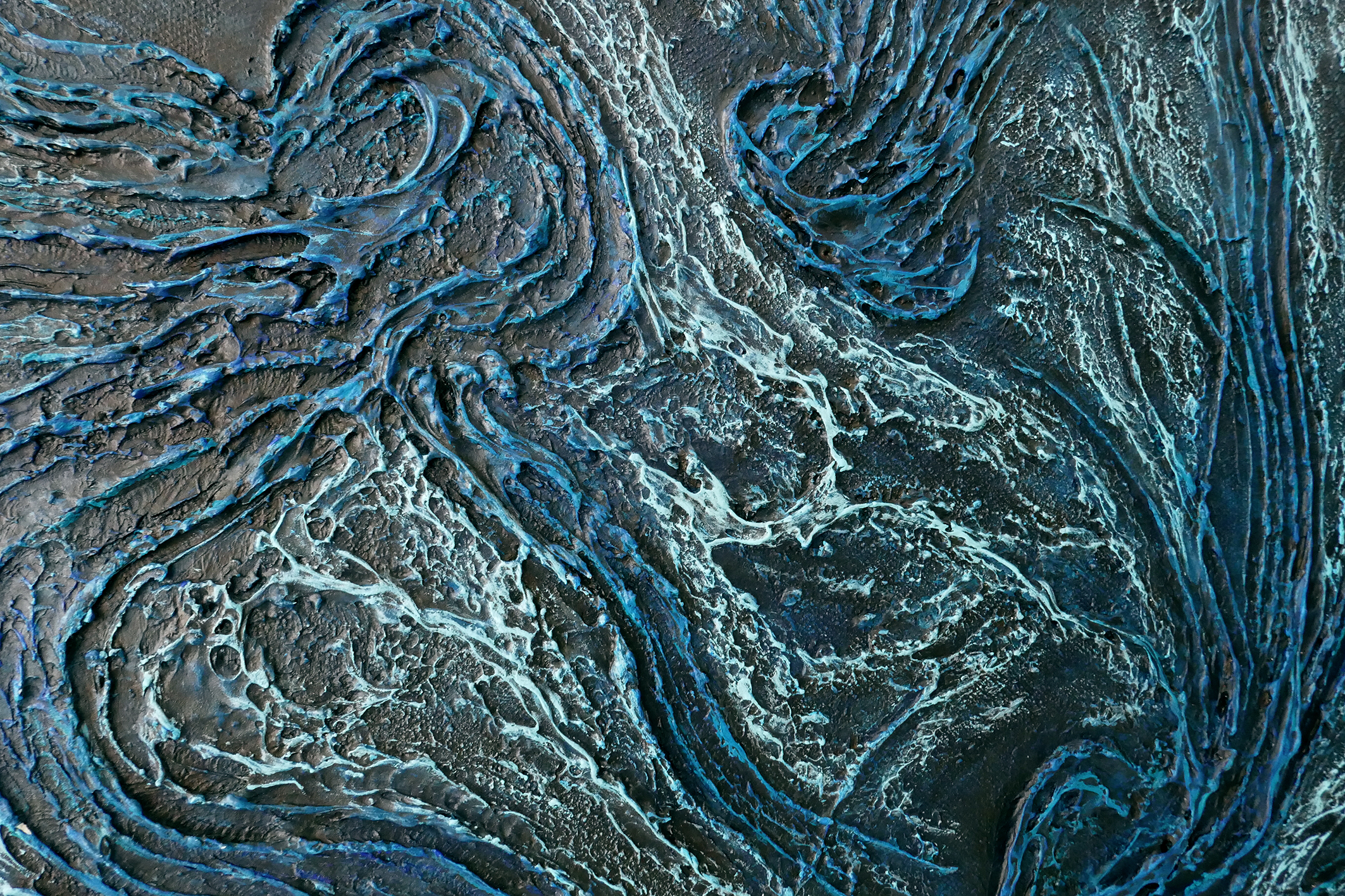 Tourbillon et profondeur du tableau abstrait Empreinte sous-marine – Natacha Gillot
