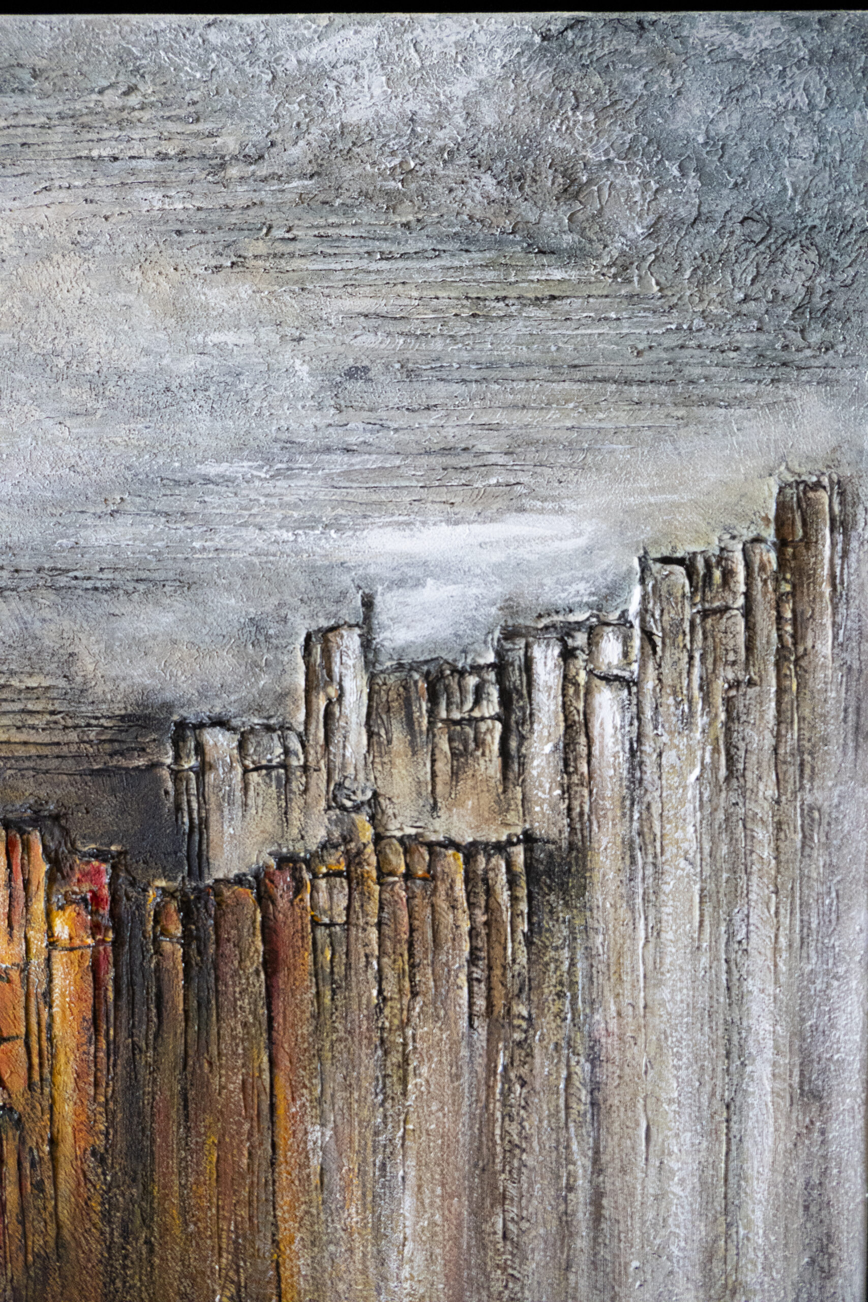 Détail des strates et reliefs du tableau Profondeur – Natacha Gillot