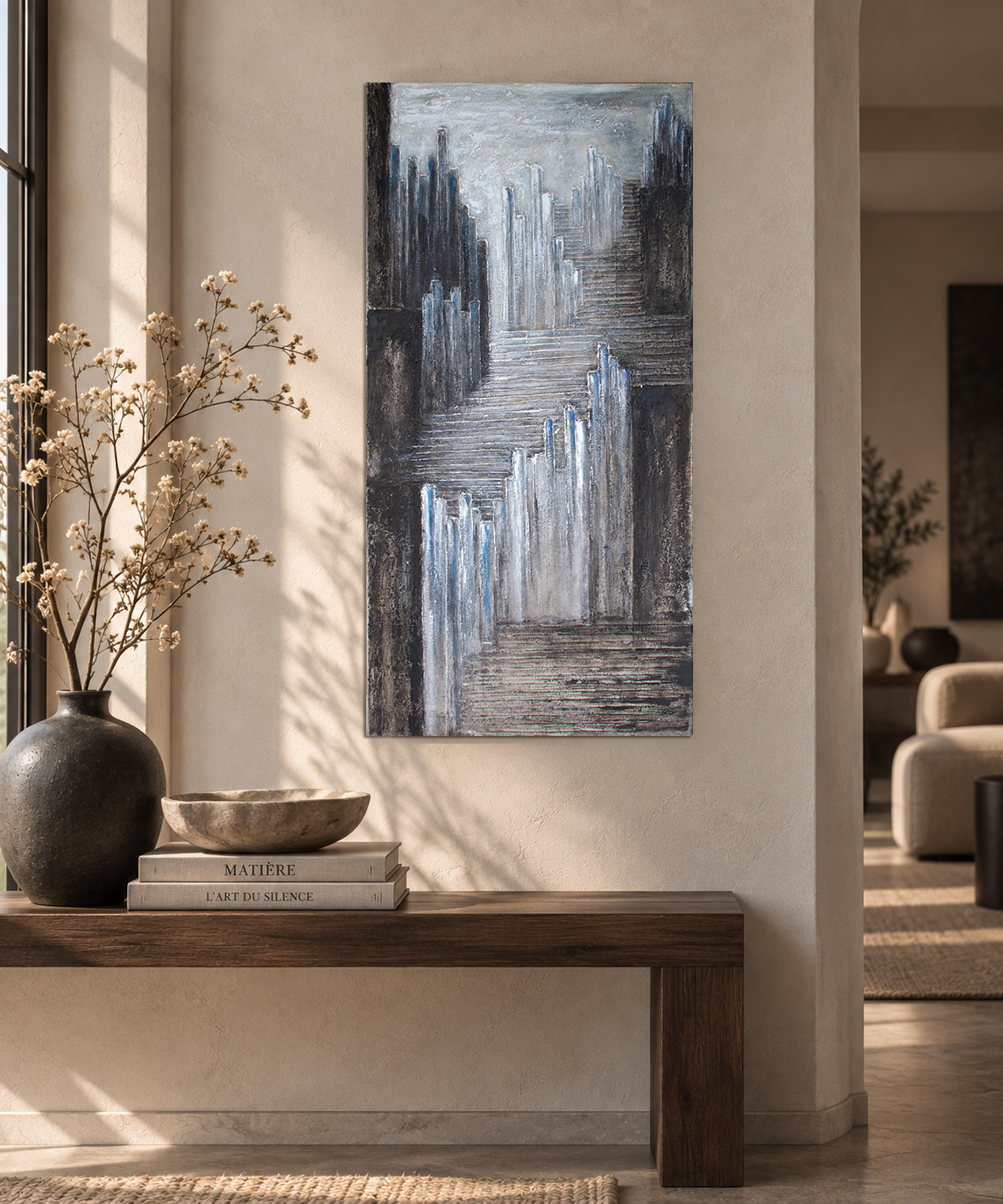 Tableau Ascension de Natacha Gillot dans un intérieur contemporain