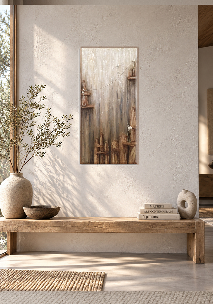 Tableau contemporain Les Équilibristes dans un intérieur moderne