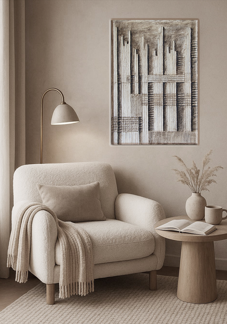 Tableau abstrait architectural Structure dans un intérieur contemporain